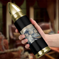 Funny Bigfoot Water Skiing Behind Nessie Bullet Tumbler Ukiyoe Inspired Wave Art