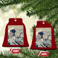 Funny Bigfoot Water Skiing Behind Nessie Ceramic Ornament Ukiyoe Inspired Wave Art