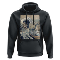 Funny Bigfoot Water Skiing Behind Nessie Hoodie Ukiyoe Inspired Wave Art