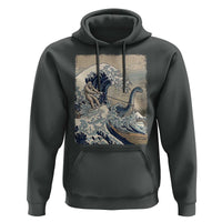 Funny Bigfoot Water Skiing Behind Nessie Hoodie Ukiyoe Inspired Wave Art