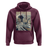 Funny Bigfoot Water Skiing Behind Nessie Hoodie Ukiyoe Inspired Wave Art