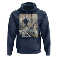 Funny Bigfoot Water Skiing Behind Nessie Hoodie Ukiyoe Inspired Wave Art
