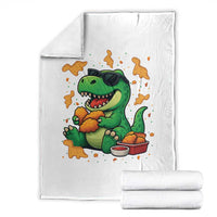 Funny Dinosaur Eating Chicken Nuggets Throw Blanket Food Lover Gift - Wonder Print Shop