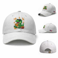 Funny Dinosaur Eating Chicken Nuggets Baseball Cap Food Lover Gift