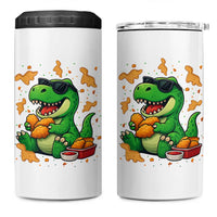 Funny Dinosaur Eating Chicken Nuggets 4 in 1 Can Cooler Tumbler Food Lover Gift