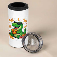 Funny Dinosaur Eating Chicken Nuggets 4 in 1 Can Cooler Tumbler Food Lover Gift