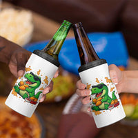 Funny Dinosaur Eating Chicken Nuggets 4 in 1 Can Cooler Tumbler Food Lover Gift