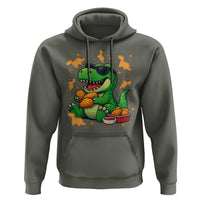 Funny Dinosaur Eating Chicken Nuggets Hoodie Food Lover Gift - Wonder Print Shop