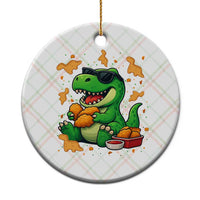 Funny Dinosaur Eating Chicken Nuggets Ceramic Ornament Food Lover Gift - Wonder Print Shop
