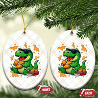 Funny Dinosaur Eating Chicken Nuggets Ceramic Ornament Food Lover Gift - Wonder Print Shop