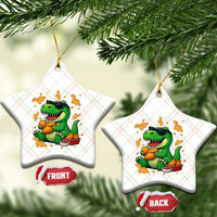 Funny Dinosaur Eating Chicken Nuggets Ceramic Ornament Food Lover Gift - Wonder Print Shop
