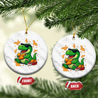 Funny Dinosaur Eating Chicken Nuggets Ceramic Ornament Food Lover Gift - Wonder Print Shop