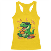 Funny Dinosaur Eating Chicken Nuggets Racerback Tank Top Food Lover Gift - Wonder Print Shop