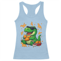 Funny Dinosaur Eating Chicken Nuggets Racerback Tank Top Food Lover Gift - Wonder Print Shop