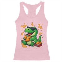 Funny Dinosaur Eating Chicken Nuggets Racerback Tank Top Food Lover Gift - Wonder Print Shop