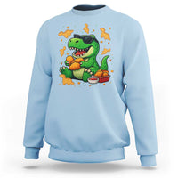 Funny Dinosaur Eating Chicken Nuggets Sweatshirt Food Lover Gift - Wonder Print Shop