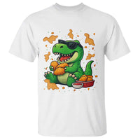 Funny Dinosaur Eating Chicken Nuggets T Shirt Food Lover Gift - Wonder Print Shop