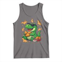 Funny Dinosaur Eating Chicken Nuggets Tank Top Food Lover Gift - Wonder Print Shop
