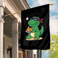 Cute Dinosaur Eating Chicken Nuggets Garden Flag Food Humor Gift - Wonder Print Shop