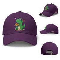 Cute Dinosaur Eating Chicken Nuggets Baseball Cap Food Humor Gift