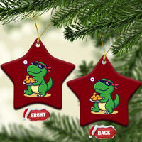 Cute Dinosaur Eating Chicken Nuggets Ceramic Ornament Food Humor Gift - Wonder Print Shop