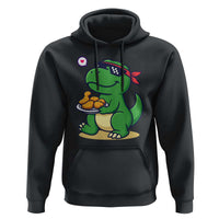 Cute Dinosaur Eating Chicken Nuggets Hoodie Food Humor Gift - Wonder Print Shop