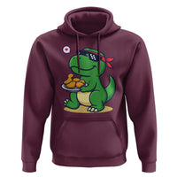 Cute Dinosaur Eating Chicken Nuggets Hoodie Food Humor Gift - Wonder Print Shop