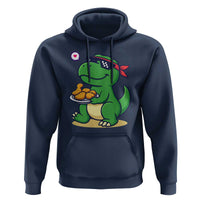 Cute Dinosaur Eating Chicken Nuggets Hoodie Food Humor Gift - Wonder Print Shop
