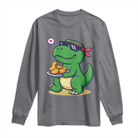Cute Dinosaur Eating Chicken Nuggets Long Sleeve Shirt Food Humor Gift - Wonder Print Shop