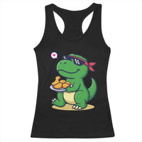 Cute Dinosaur Eating Chicken Nuggets Racerback Tank Top Food Humor Gift - Wonder Print Shop