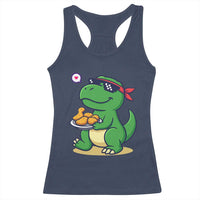 Cute Dinosaur Eating Chicken Nuggets Racerback Tank Top Food Humor Gift - Wonder Print Shop