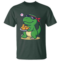 Cute Dinosaur Eating Chicken Nuggets T Shirt Food Humor Gift - Wonder Print Shop