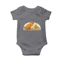 Dino Nuggets Chasing Cat Baby Onesie Funny Nugget Lover Gift - Wonder Print Shop