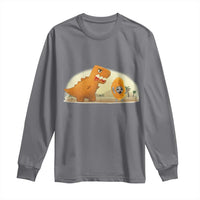 Dino Nuggets Chasing Cat Long Sleeve Shirt Funny Nugget Lover Gift - Wonder Print Shop