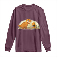 Dino Nuggets Chasing Cat Long Sleeve Shirt Funny Nugget Lover Gift - Wonder Print Shop