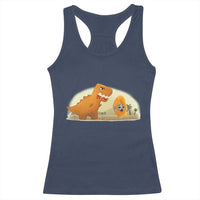Dino Nuggets Chasing Cat Racerback Tank Top Funny Nugget Lover Gift - Wonder Print Shop