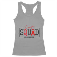 Support Squad Red Ribbon HIV AIDS Awareness Month Gift Racerback Tank Top - Wonder Print Shop