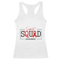 Support Squad Red Ribbon HIV AIDS Awareness Month Gift Racerback Tank Top - Wonder Print Shop