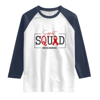 Support Squad Red Ribbon HIV AIDS Awareness Month Gift Raglan Shirt - Wonder Print Shop