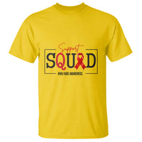 Support Squad Red Ribbon HIV AIDS Awareness Month Gift T Shirt - Wonder Print Shop