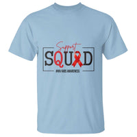 Support Squad Red Ribbon HIV AIDS Awareness Month Gift T Shirt - Wonder Print Shop