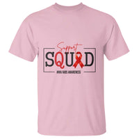 Support Squad Red Ribbon HIV AIDS Awareness Month Gift T Shirt - Wonder Print Shop