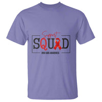 Support Squad Red Ribbon HIV AIDS Awareness Month Gift T Shirt - Wonder Print Shop