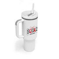 Support Squad Red Ribbon HIV AIDS Awareness Month Gift Tumbler With Handle - Wonder Print Shop
