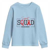 Support Squad Red Ribbon HIV AIDS Awareness Month Gift Youth Sweatshirt - Wonder Print Shop