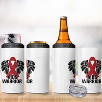 Aids Warrior 4 in 1 Can Cooler Tumbler Red Ribbon HIV Awareness Gift - Wonder Print Shop