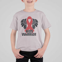 Aids Warrior T Shirt For Kid Red Ribbon HIV Awareness Gift - Wonder Print Shop