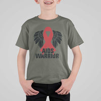 Aids Warrior T Shirt For Kid Red Ribbon HIV Awareness Gift - Wonder Print Shop