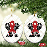 Aids Warrior Ceramic Ornament Red Ribbon HIV Awareness Gift - Wonder Print Shop