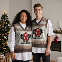 Aids Warrior V-Neck Knit Sweater Vest Red Ribbon HIV Awareness Gift - Wonder Print Shop